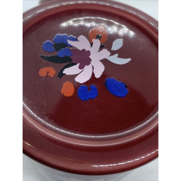David's Tea Nordic Mug Maroon Red Flowers NOS Retired - Picture 9 of 12